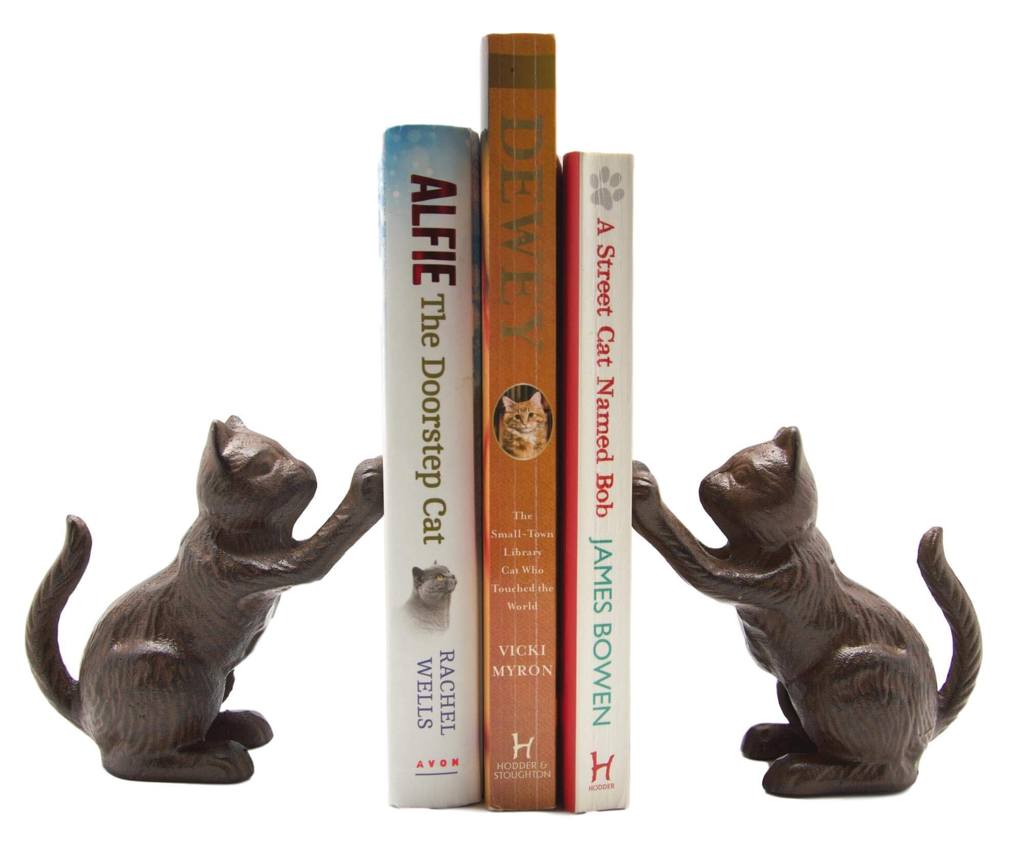 Pair of Cat Cast Iron Ornamental Book Ends Bookends