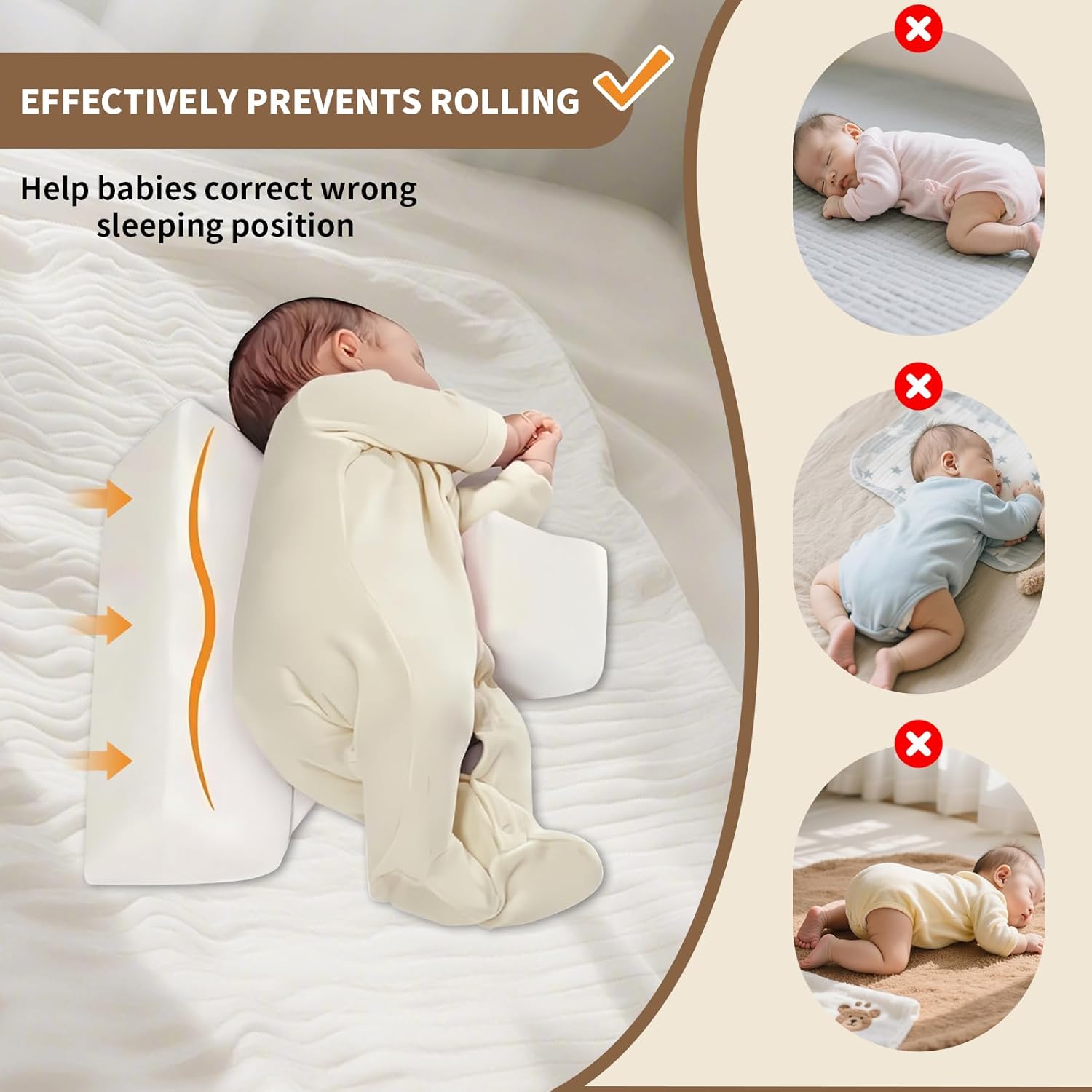 Baby Side Sleeper Weddge Adjustable Soft and Breathable Pillow