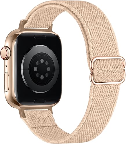 Slim Stretchy Bands Compatible with Apple Watch Band 40mm 41mm 42mm 38mm 44mm 45mm 46mm 49mm Women Men, Soft Fashion Nylon Braided Elastic Strap for iWatch Series 10 SE 9 8 7 6 5 4 3 2 1 Ultra 2