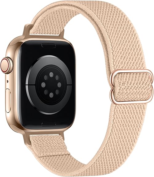 Slim Stretchy Bands Compatible with Apple Watch Band 40mm 41mm 42mm 38mm 44mm 45mm 46mm 49mm Women Men, Soft Fashion Nylon Braided Elastic Strap for iWatch Series 10 SE 9 8 7 6 5 4 3 2 1 Ultra 2
