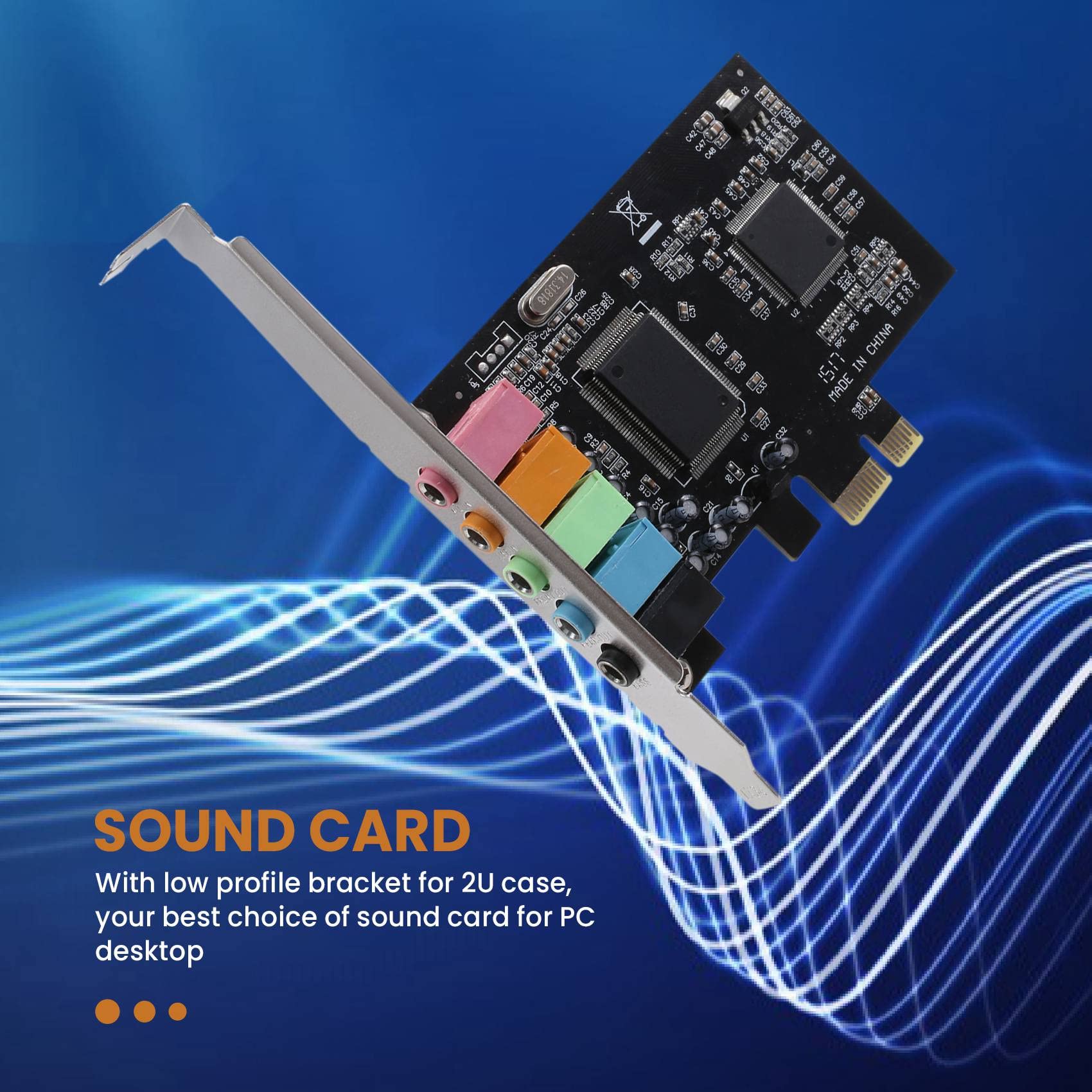 Scheda Audio Interna 5.1 Adatta per Supporto a Basso Profilo, Scheda Audio Stereo 3D PCI-E, Chip PCI CMI8738 32/64 Bit