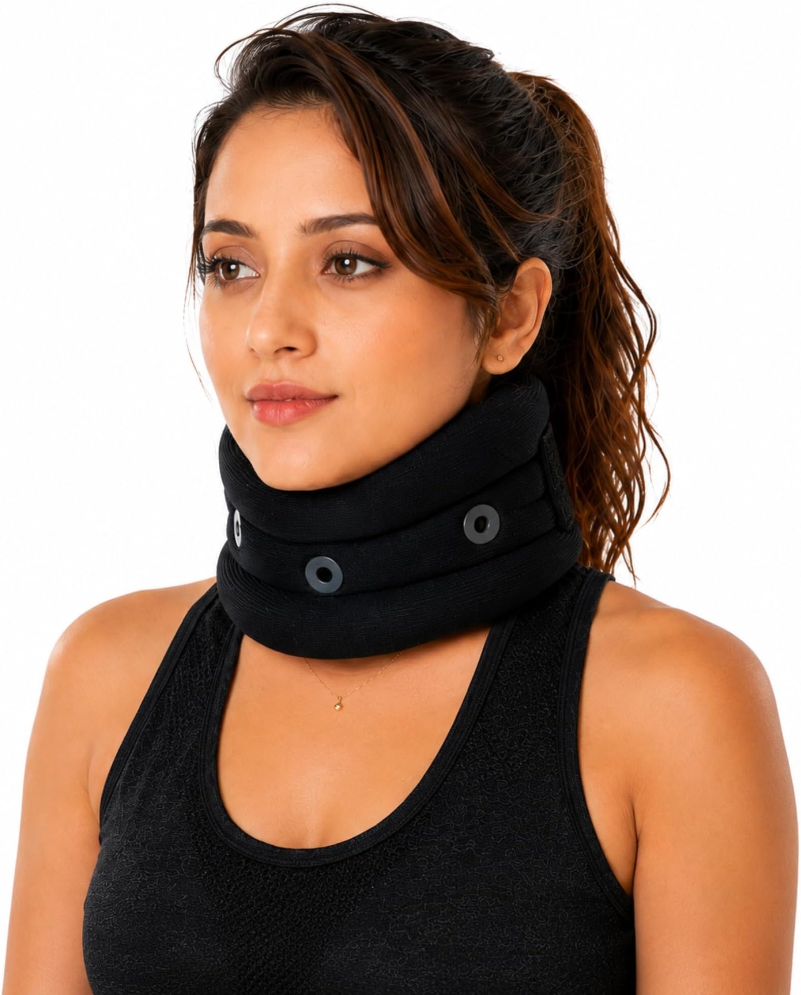 Wonder Care Soft Cervical Collar Adjustable Collar Neck Support Brace Neck Support Soft Neck Collar Neck Brace for Neck and Support for Women & Men_Black_Medium