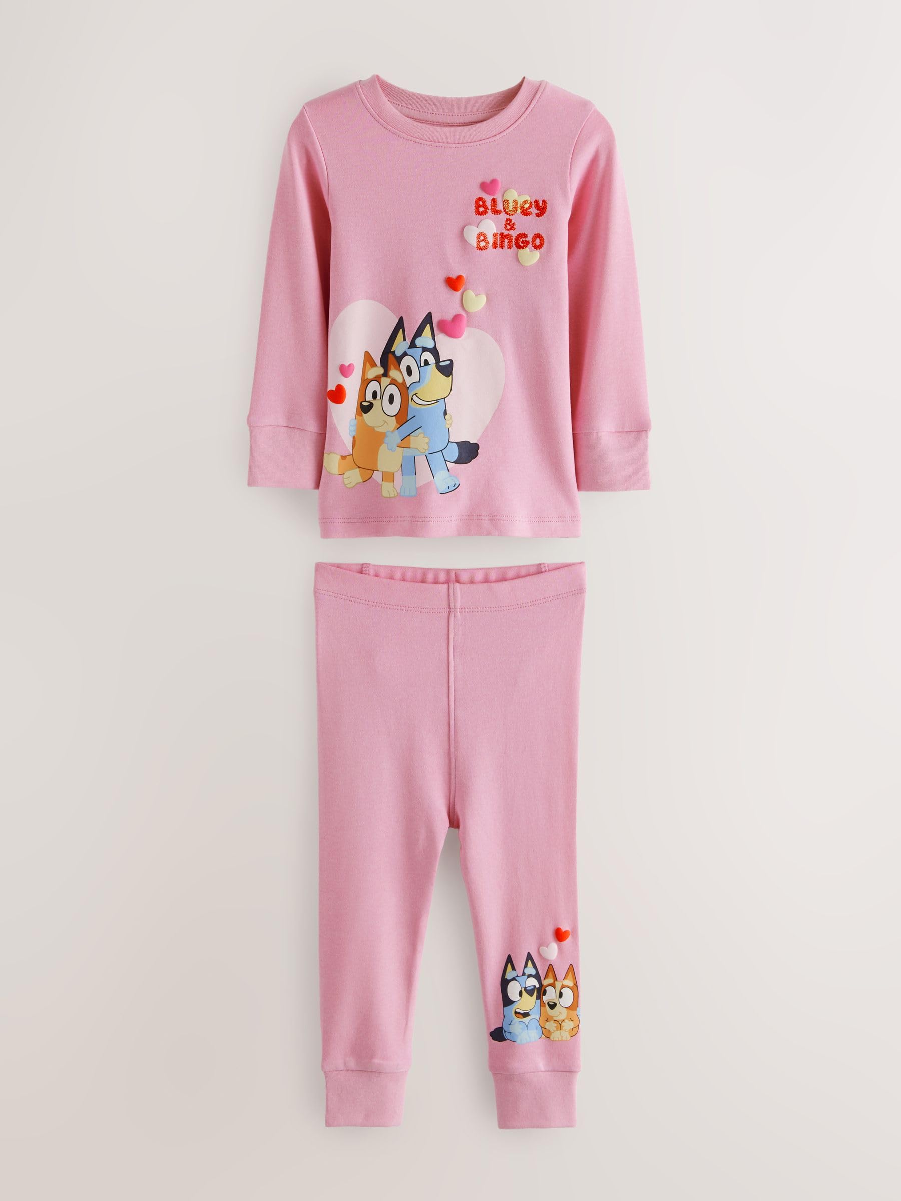 NEXT Mädchen Bluey Snuggle Langarm-Schlafanzug aus 100% Baumwolle, 2er-Pack 80-128