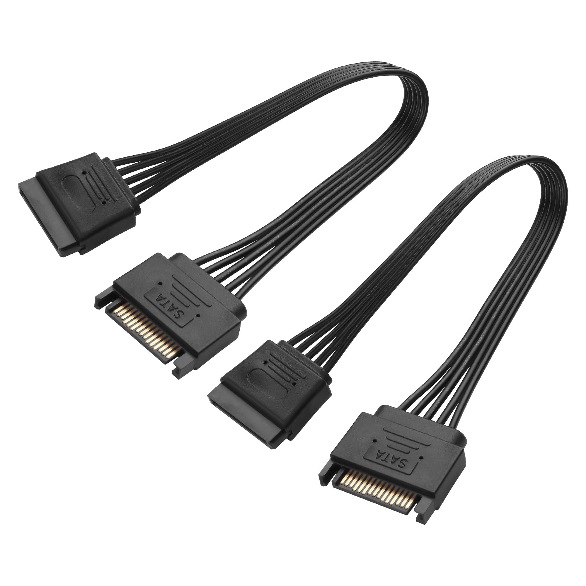 GINTOOYUN Zestaw 2 szt. 15 pin SATA Power Extension Cable 18AWG 15 pin męski do żeński dysk twardy SATA kabel zasilający do dysku twardego HDD (8,46 cala)