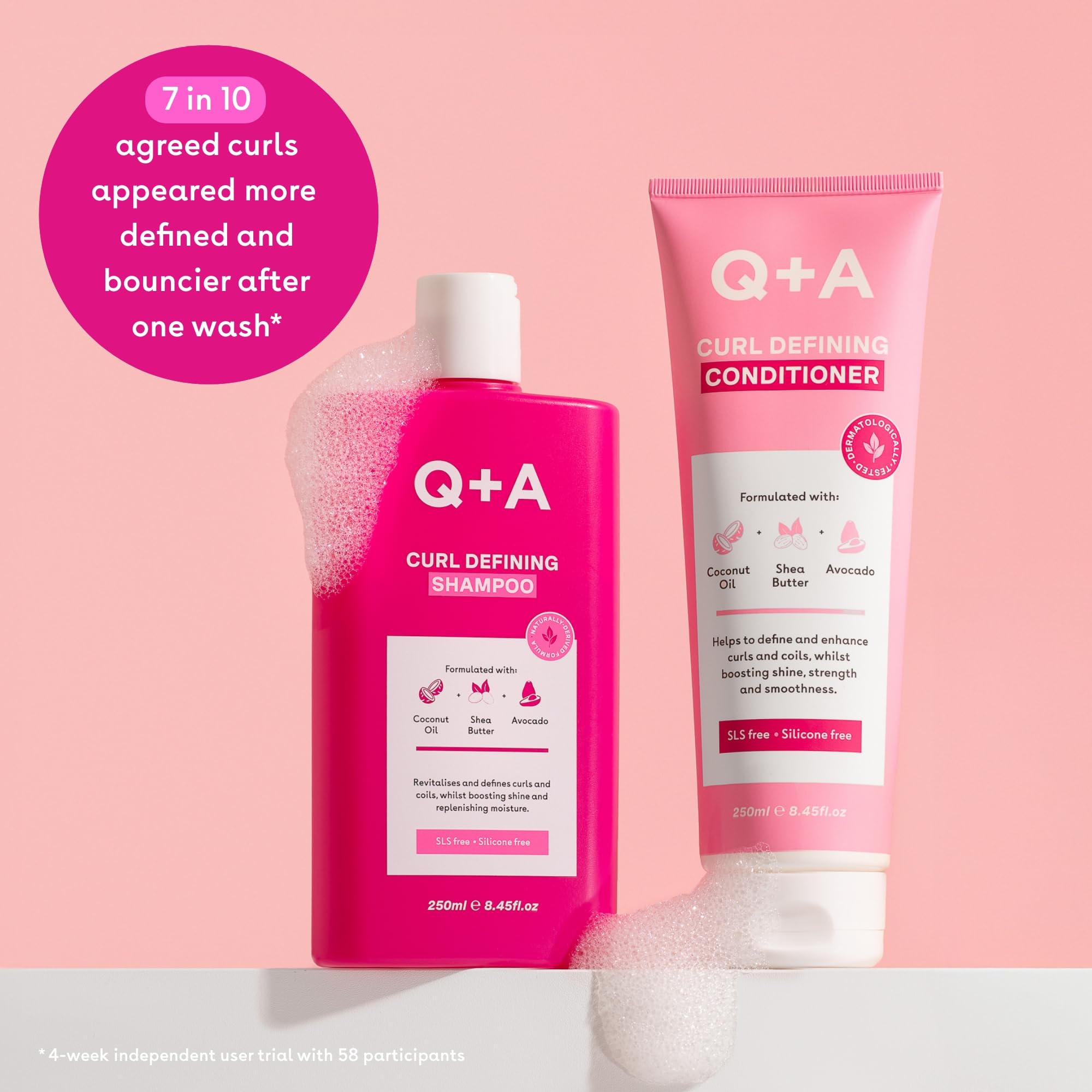Q+A Curl Defining Shampoo (250ml), Curly Hair Shampoo, Anti-Frizz, Moisturising Shampoo for Wavy Curly and Coily Hair - Image 4
