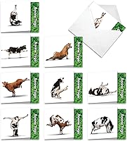 Vista 8 de The Best Card Company - 10 tarjetas de notas de yoga en blanco (4 x 5.12 pulgadas) - Tarjetas de notas en caja con sobres, tarjetas de animales