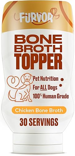 Furvor Caldo de hueso de pollo para perros, suplemento de proteína de colágeno para digestión, movilidad, abrigo, sistema inmunológico, potenciador