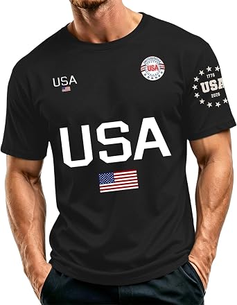 Mens Fashion USA 250Th Anniversary Shirt 4Th of July America Patriotic Shirts Short Sleeve Crew Neck T-Shirts