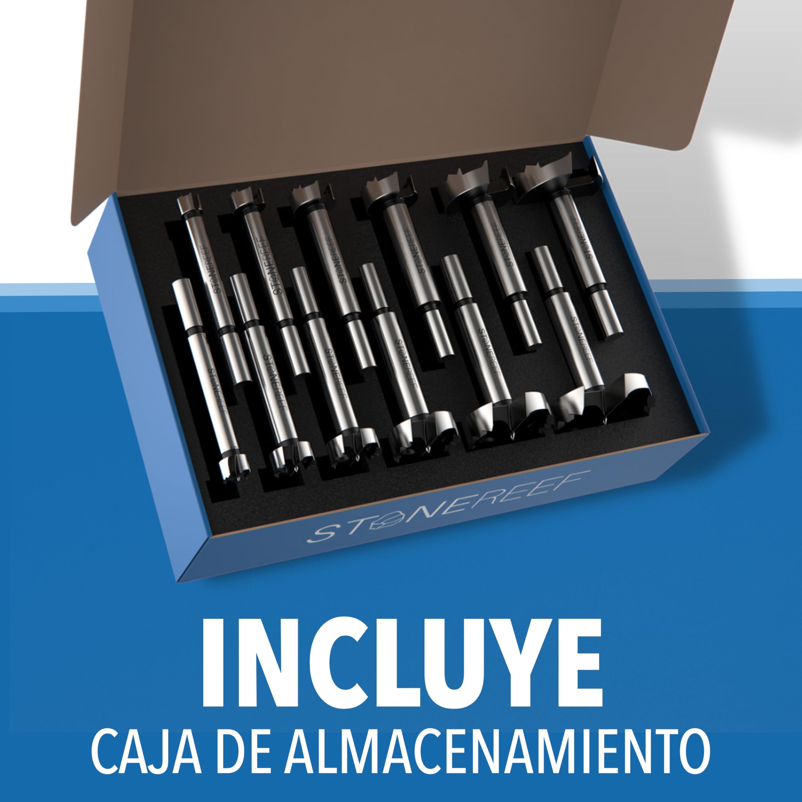 Juego de brocas Forstner de 12 piezas [Ø 10 – 50 mm incluida caja] – Brocas para madera – Broca plana precisa y taladro perforador, también conocido como broca transportadora/fostner – ideal para la