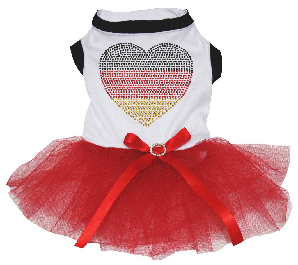 Allemagne Cœur Blanc Coton Chemise Tutu Robe Vêtements Chien de petite taille