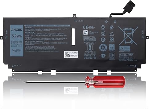722KK Laptop Battery Replacement for Dell XPS 13 9300 9310 9380 Series Notebook P117G P117G001 P117G002 Series 0WN0N0 WN0N0 02XXFW 2XXFW FP86V 7.6V 52Wh/6800mAh