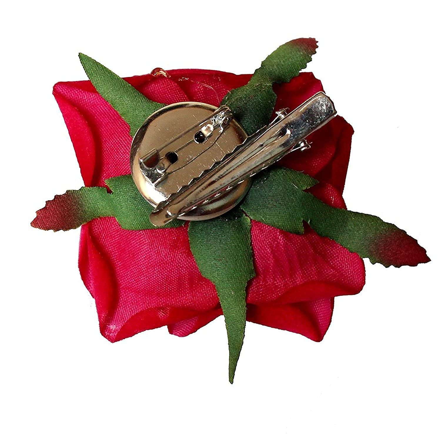 APSAMBRFashion Red Fabric Rose Flower Hair Clip For Women (Pack Of 2) 1