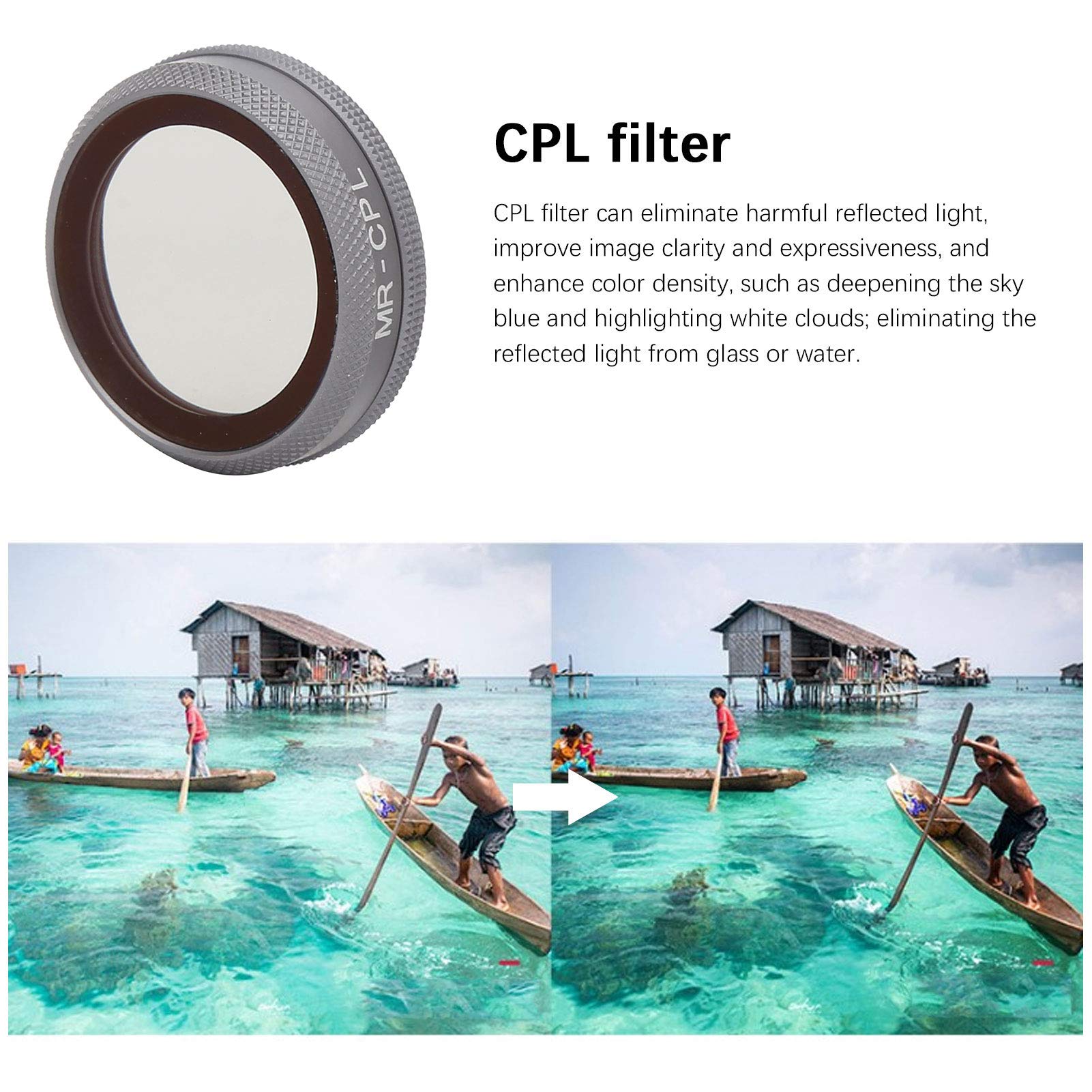 Juego de filtros para lentes de cámara Material de alta definición Aleación de aluminio 2 Drone UV ajustable CPL ND8-PL