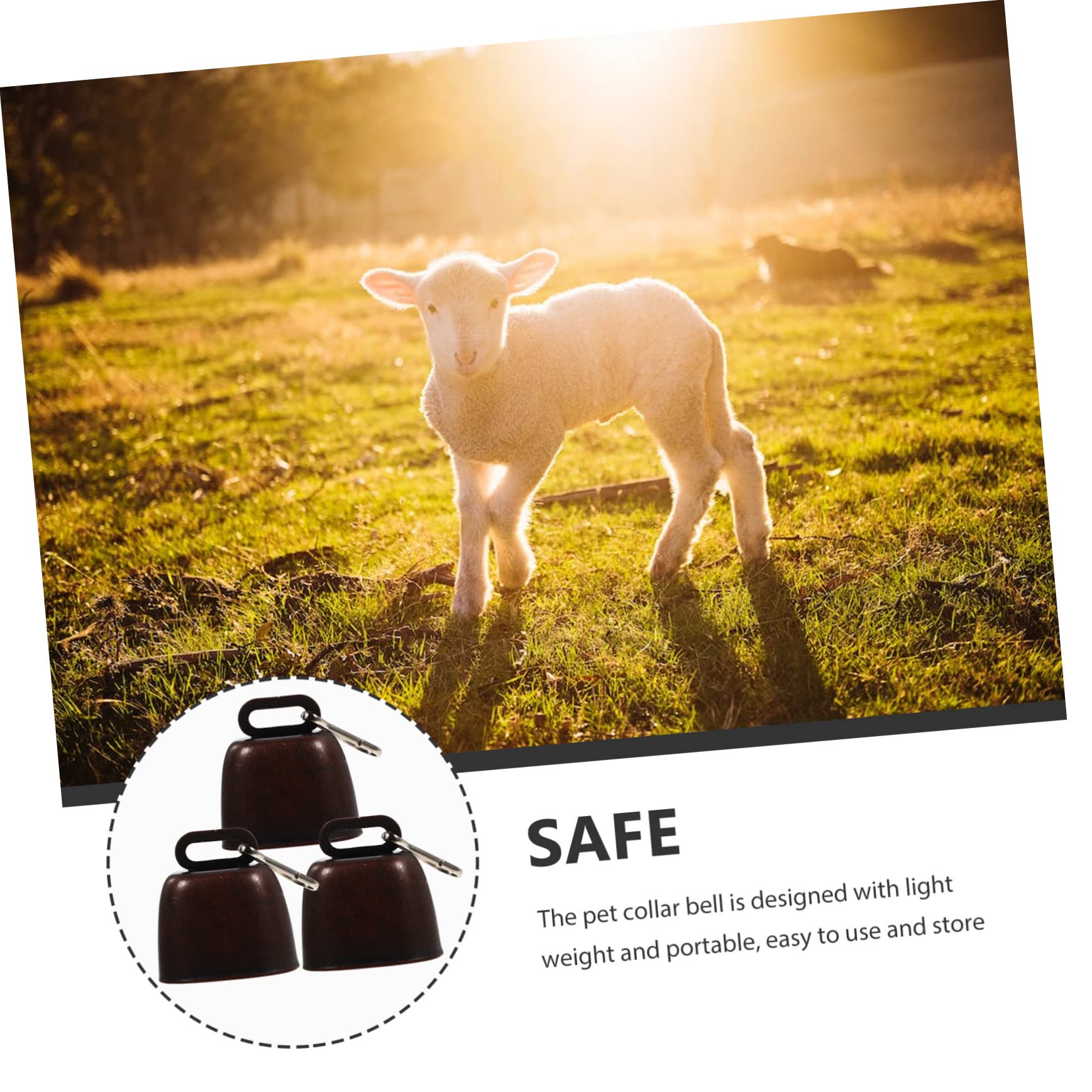 Luxshiny 3 Sets Outdoor Pet Bell Metal Camping Bells with Hanger Lightweight Lost Design for Pets for Hiking Antique Finish