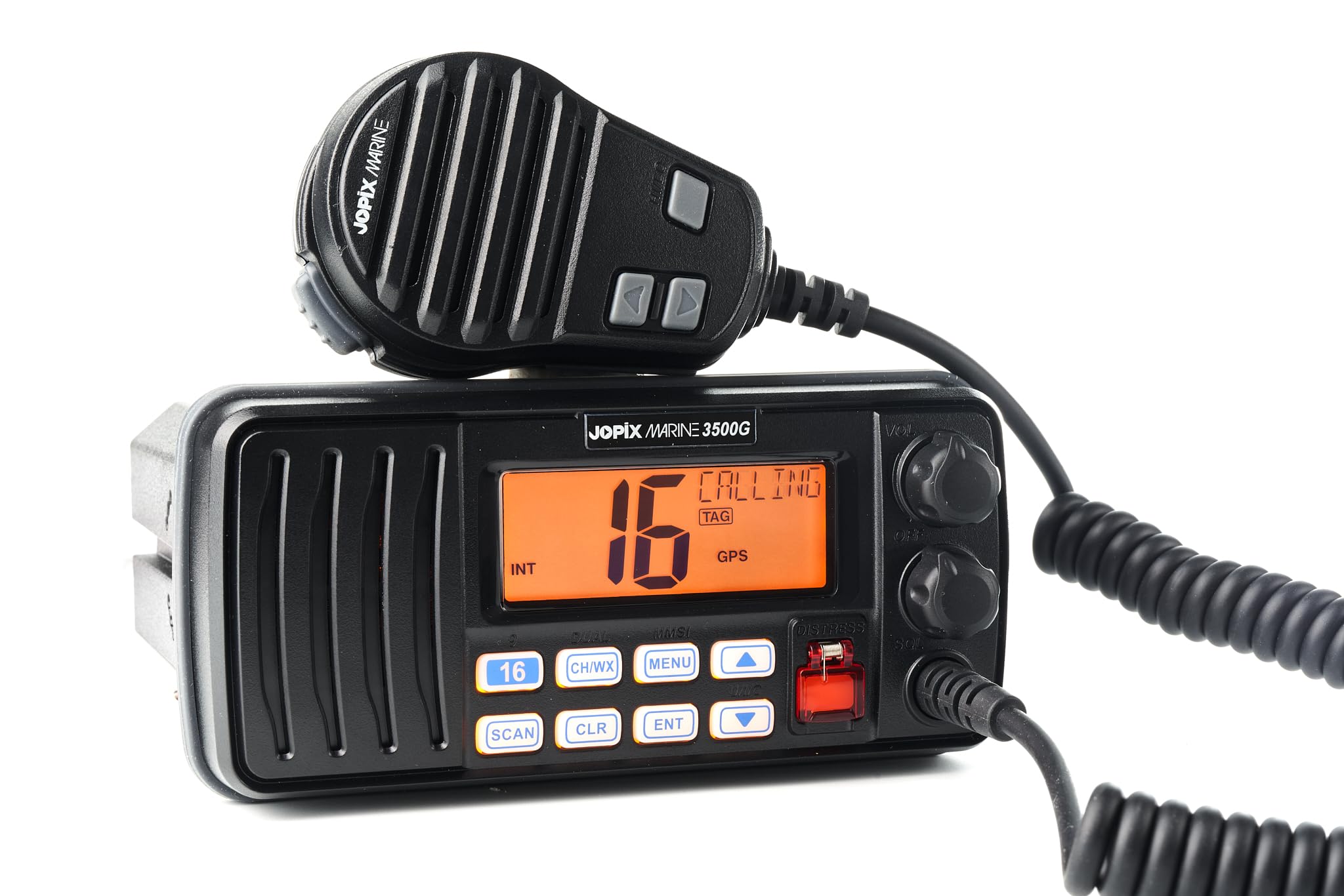 Jopix Marine 3500G Emisora Marina VHF con DSC Clase D y GPS Integrado - Homologada DGMM, Protección IP67, Pantalla LCD Retroiluminada y 25W de Potencia - Radio Fija