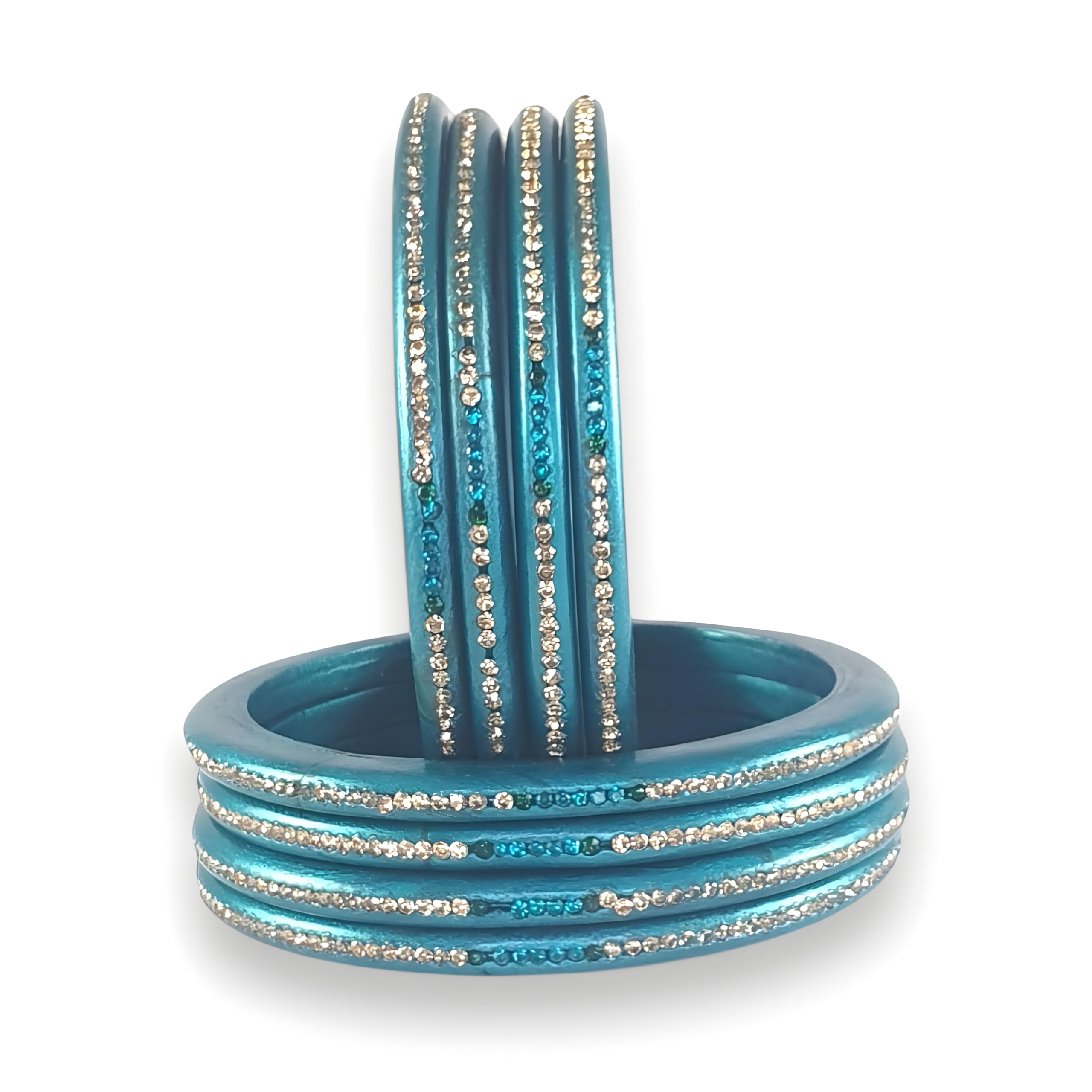 Lac Bangles for Women and Girls | Jaipuri Lakh Chudi Set | Traditional Rajasthani Design | Red Green Blue Cream Maroon Pin Sky | Set of 8-image-25