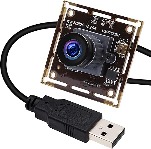 ELP Cámara USB de poca luz 2MP 1080P Sony IMX323 Sensor USB Módulo de cámara USB con micrófono, lente gran angular de 0.000 in, placa de cámara web