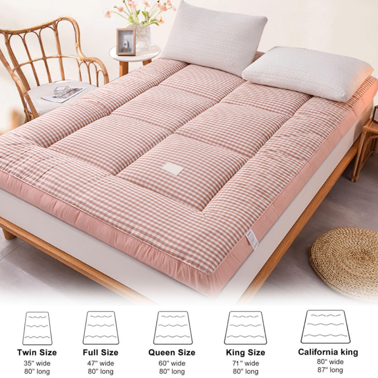Japońskie pokrowce na futon, grube, składane i pikowane, miękkie i wygodne, na łóżka gościnne, podróż i kemping (zielony, 120 x 200 cm) - jakość premium i wszechstronny design