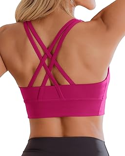 Ama Larsi High Impact Strappy Sports Bra for Women Supportive Padded Crisscross Back Running Yoga Workout Bra