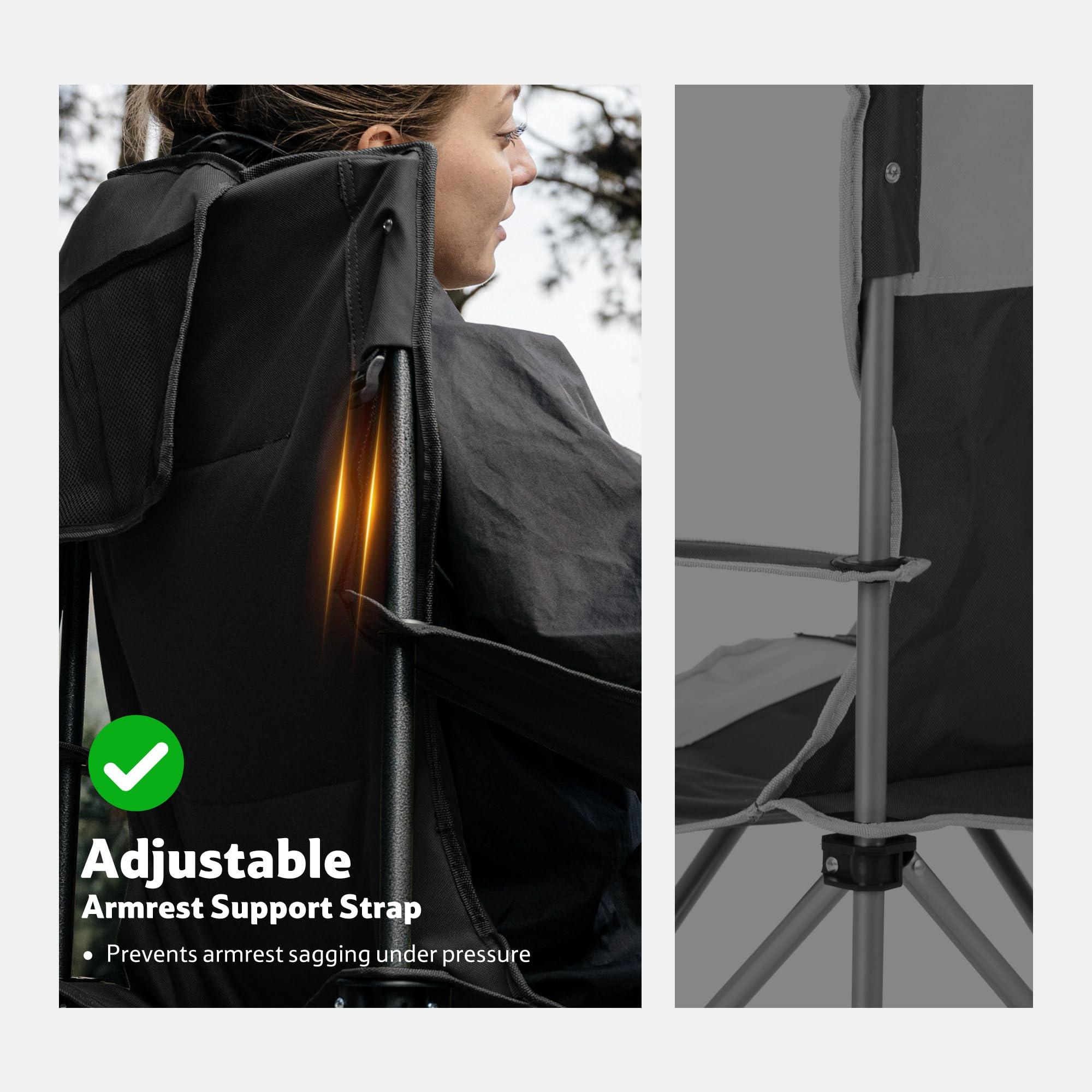 Naturehike 2 sillas de camping portátiles plegables de 200 kg, acolchadas, con soporte para bebidas, silla de pesca, pícnic, jardín, exterior, playa (negro)
