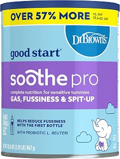 Dr. Brown's Good Start Soothe Pro Baby Formula Powder - Probiotics for Gas, Fussiness, Spit-Up, Non-GMO, DHA, 30.6 oz