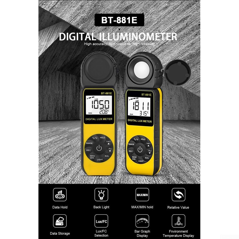 Medidor de luz profesional digital Luxmeter 0.01 a 300k Lux con memoria de datos para uso en jardín