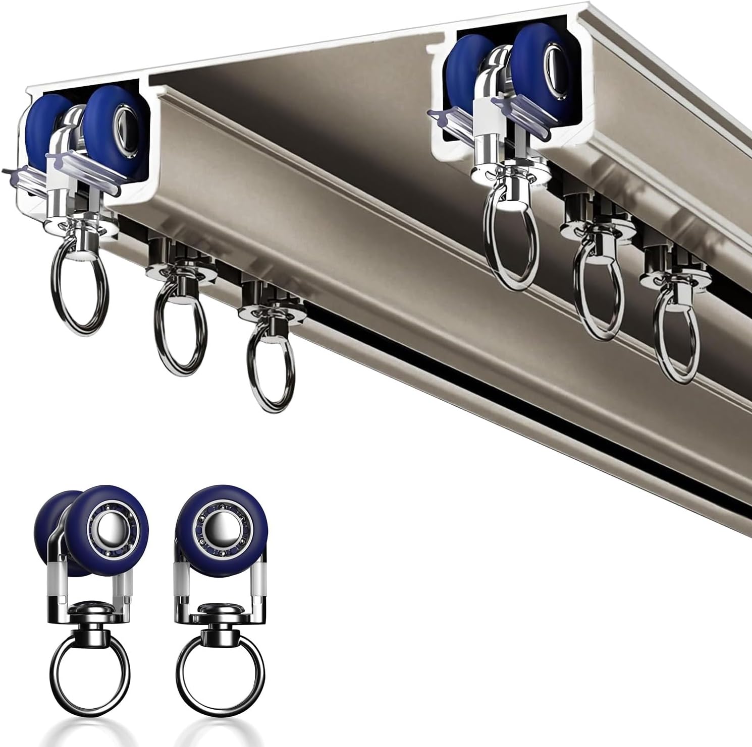 Double Row Ceiling Curtain TrackExtra Long Straight Curtain Rail for Heavy Drapes & Room Dividers Easy Install Sliding Rod System (White 1m) Ideal for Home & Commercial Use