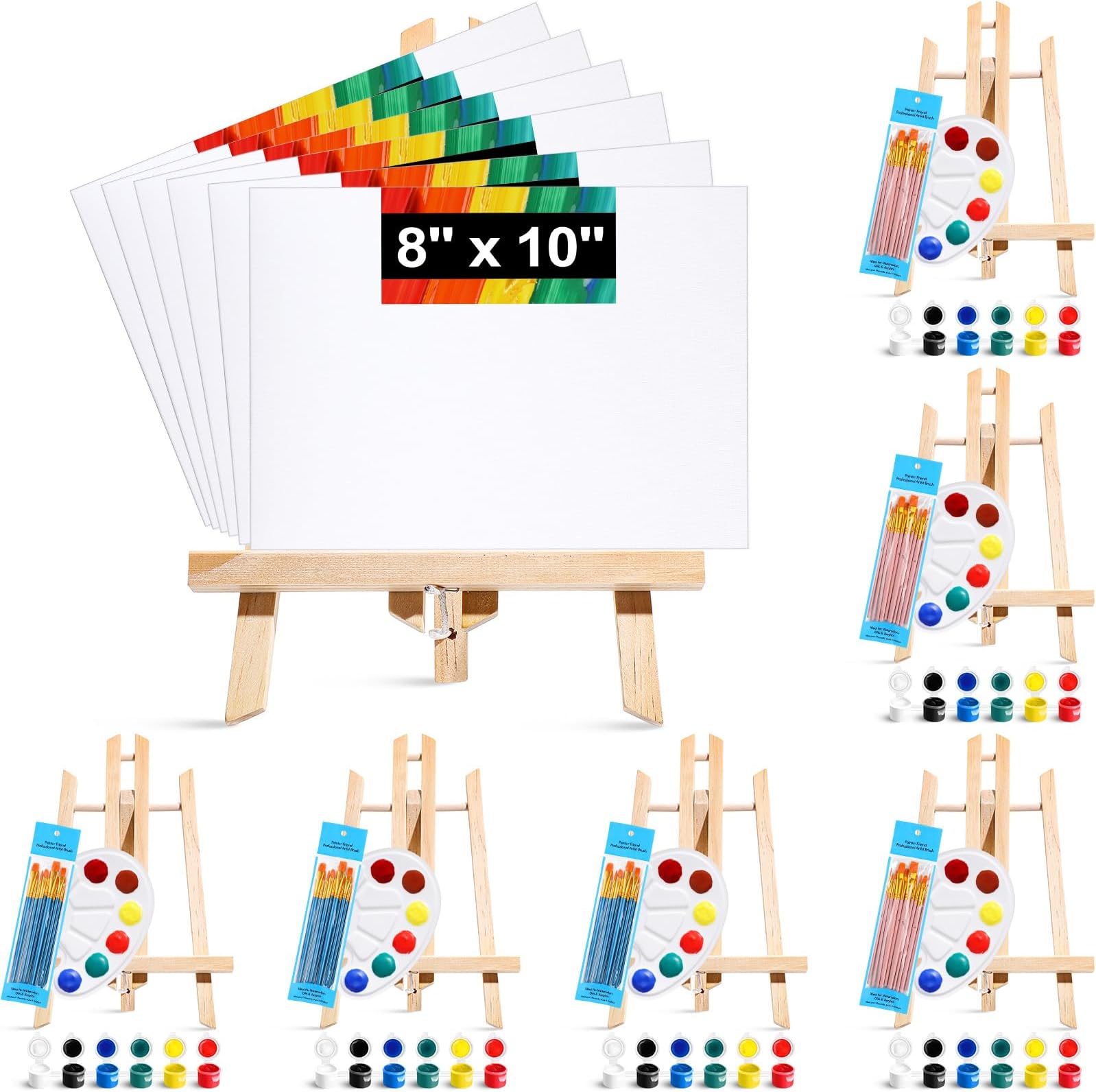 96 Pcs Acrylic Painting Set with Easels, 8 Wood Easels, 80