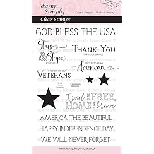Clear Stamps Patriotic American Sentiments Veterans, Stars and Stripes and More 4x6 Inch Sheet - 12 Pieces