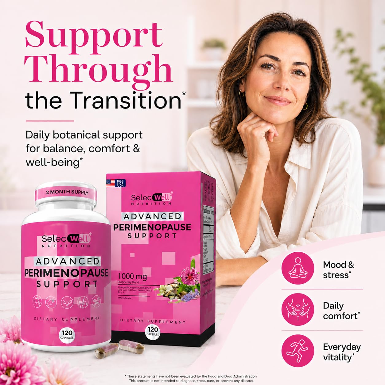 Perimenopause & Menopause Support Supplement for Women – Multi‑Symptom Relief with Black Cohosh & Red Clover Isoflavones | Ashwagandha Adaptogen & Herbal Blend | Hormone Balance Support | 120 Capsules — Amazon image 2