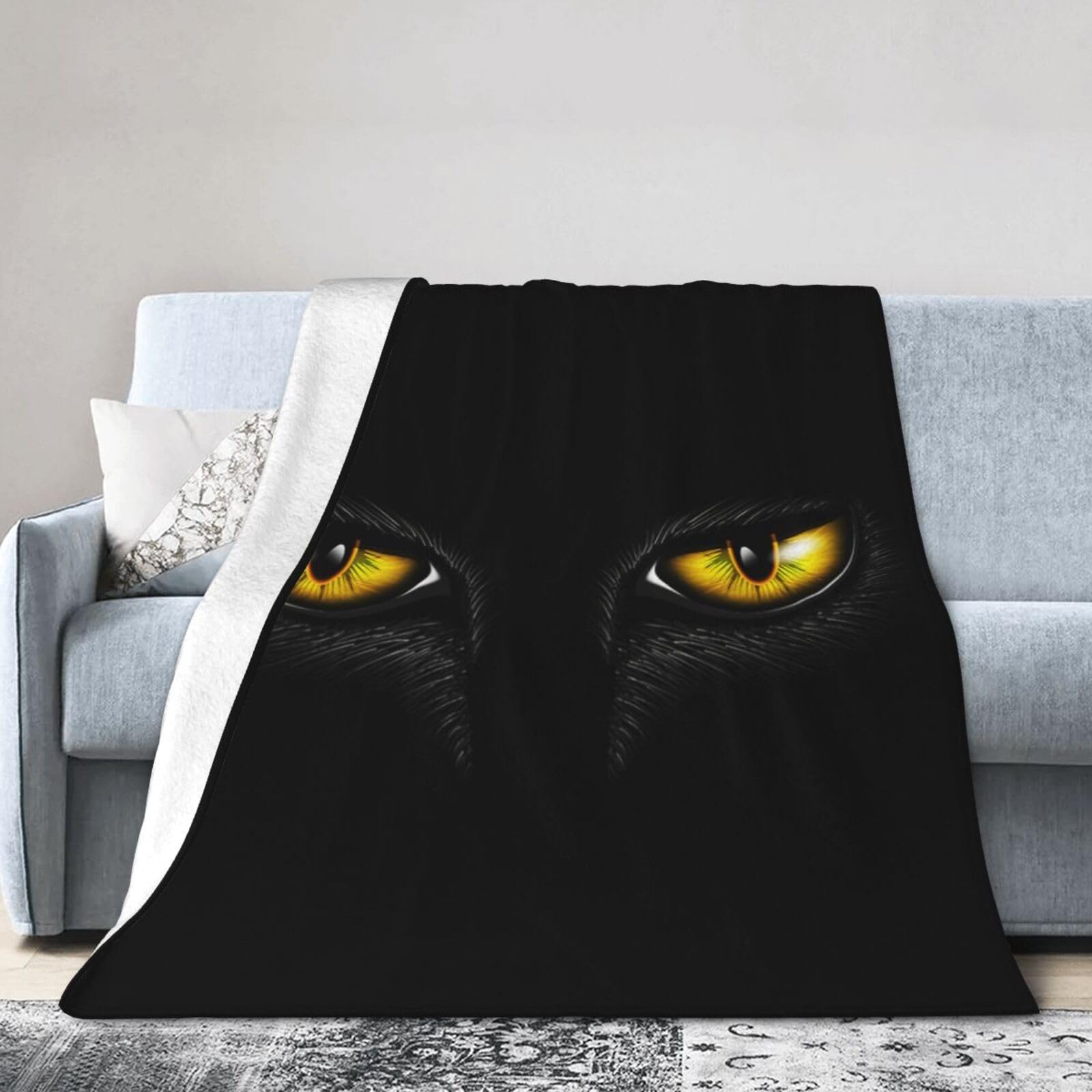 Halloween-Überwurfdecke Mit Kürbis & Schwarzer Katze – Weicher Flanell, 127x152 Cm Oder 152x203 Cm – Gemütlich & Waschbar