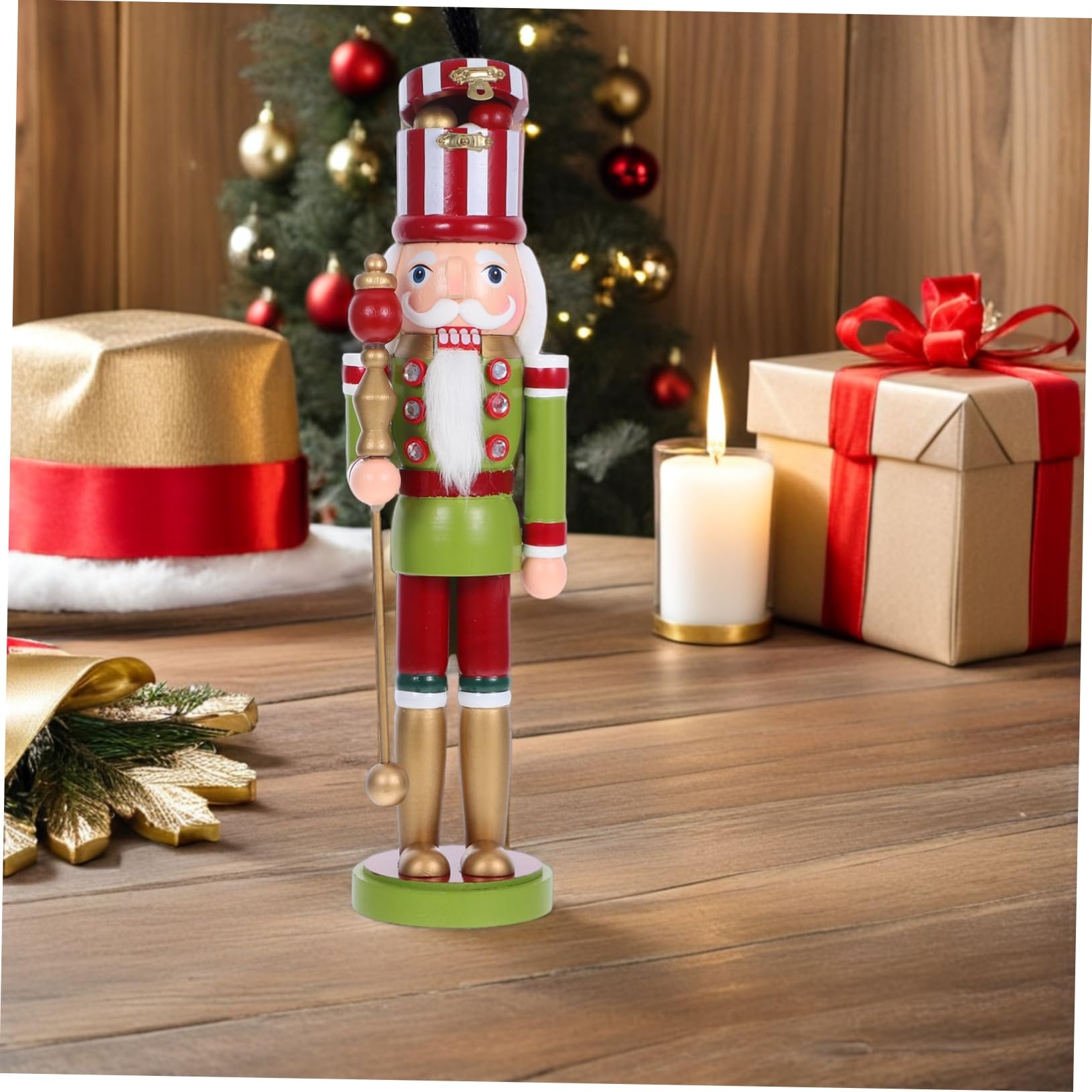 STOBAZA Nussknacker-Soldat als Holzfigur für Tischdeko Traditionelle Weihnachtsdekoration für Fensterbrett oder Kaminsims Handgefertigte Nussknackerfigur für Festliche Stimmung