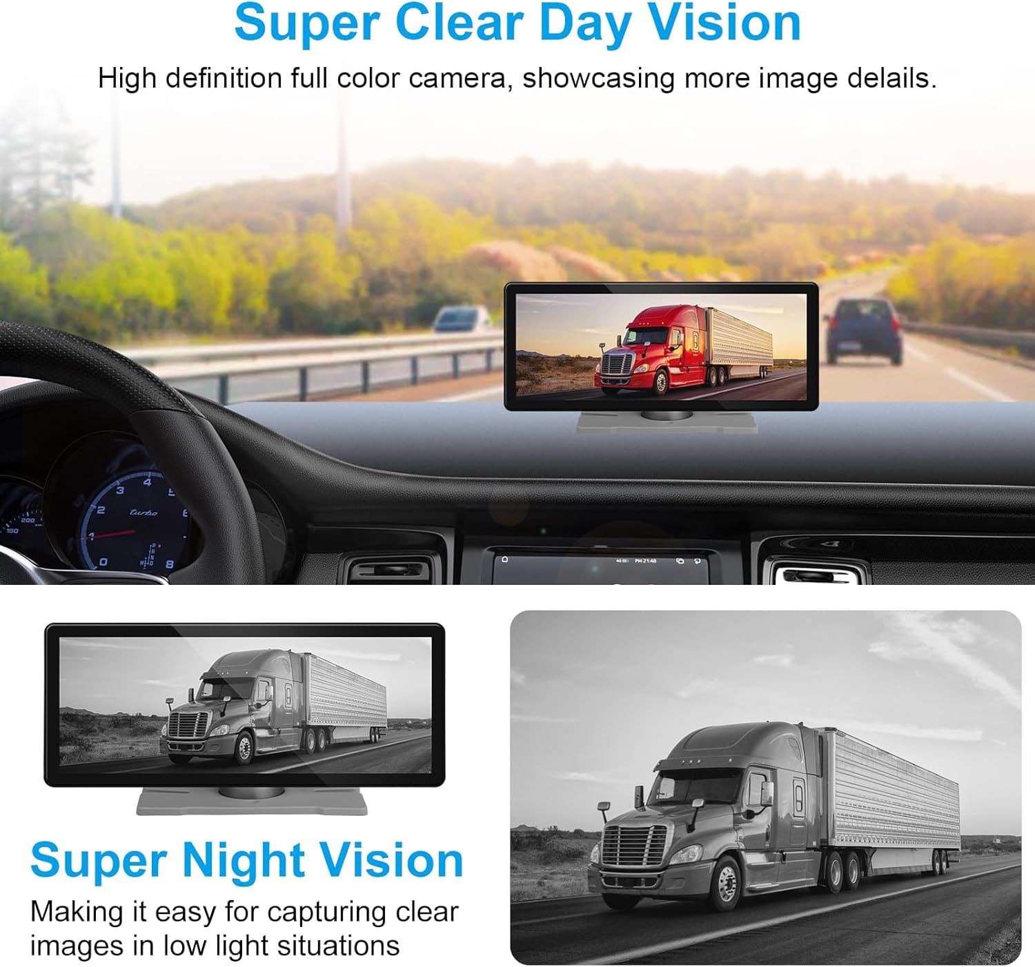 Wireless Backup Cameras System for RV Truck Trailer Camper Pickup Motorhome 5th Wheels with High Brightness HD 1080P 10.26" Touch Screen 150° Wide View Image Video Recording Reverse Camera