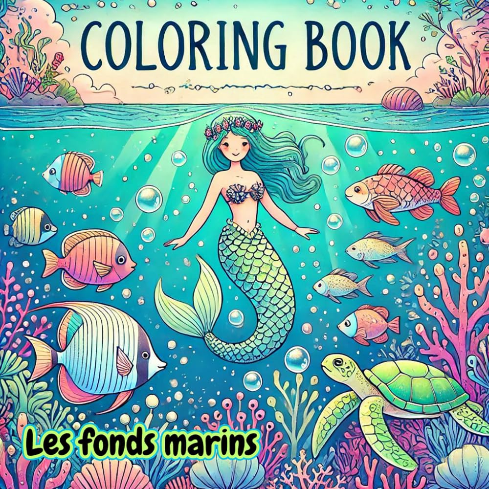 Coloring Book Les fonds marins: cahier de coloriage Océan pour enfants | Sirènes, Poissons et Monde marin | activité créative et détente dès 4 ans