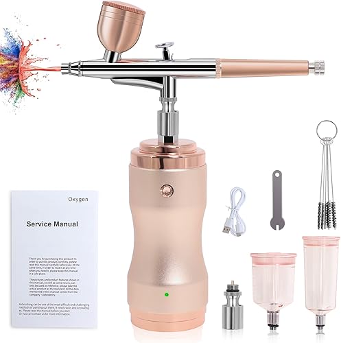 Kit de aerógrafo inalámbrico con compresor, compresor de aerógrafo inalámbrico recargable de doble acción de 30 PSI, mini juego de aerógrafo