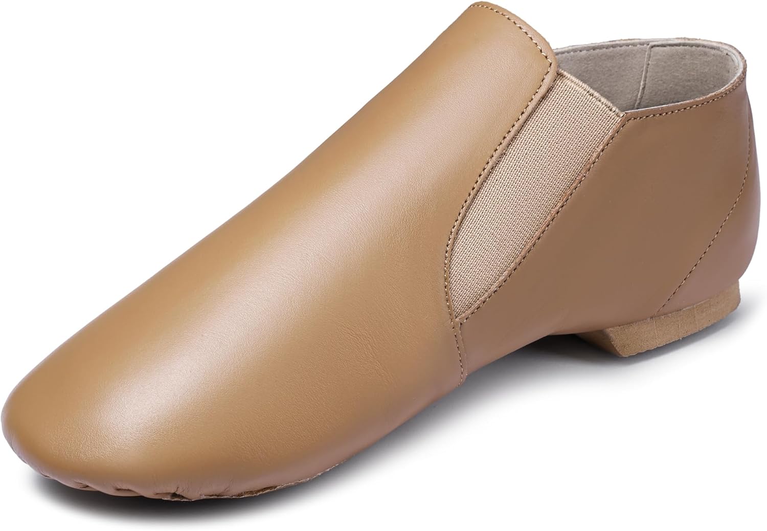Dynadans Unisex Leather Upper Slip-on Jazz Shoe with Elastics for Women and Men's Dance Shoes
