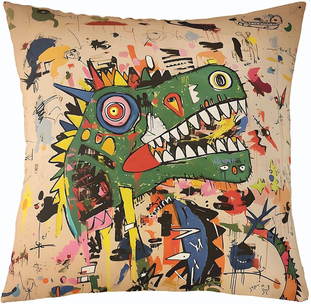 jejeloiu Graffiti Dino Throw Pillow Cover 16"x16" 1 Pcs for
