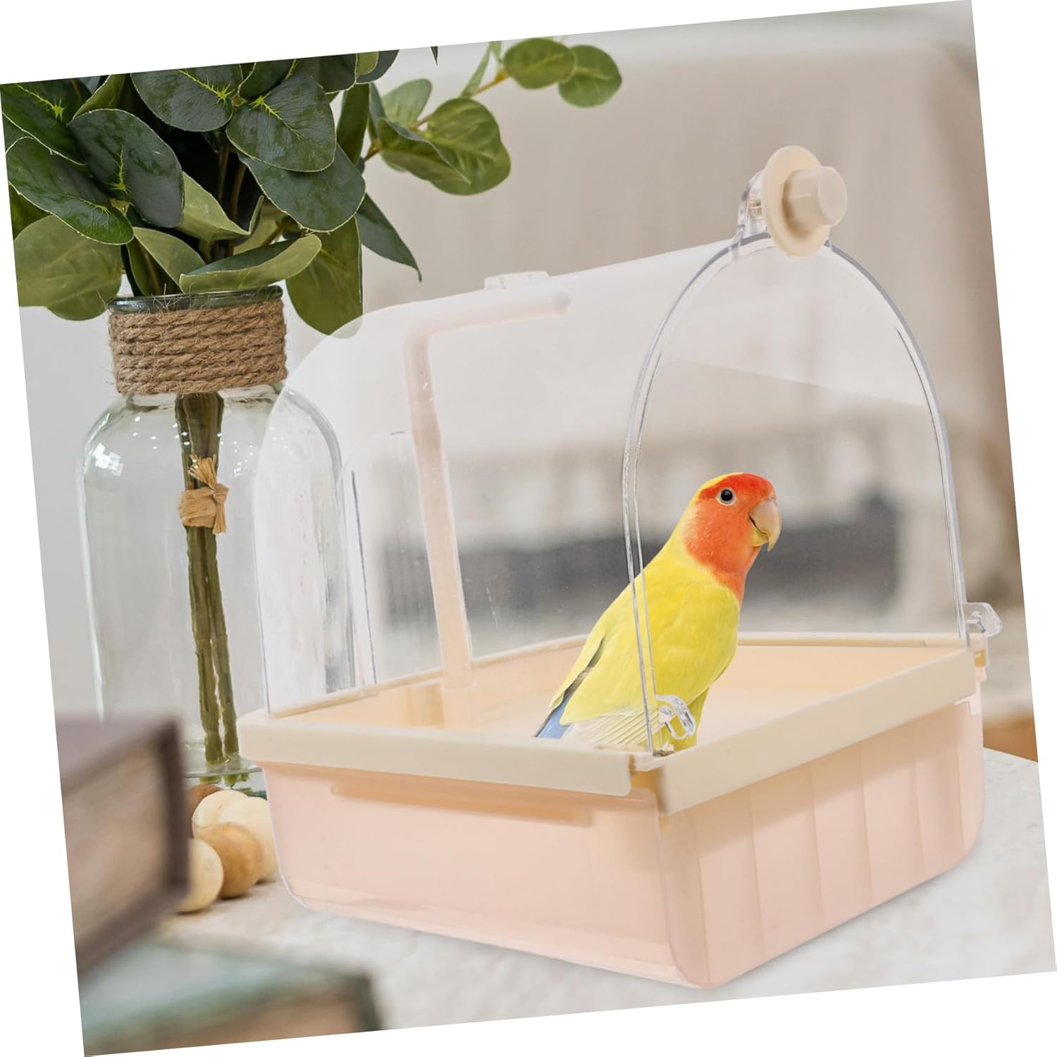 Box Hanging Bath for Parrots Automatic Bathing Tub with Circulating Head Easy Installation Cage Accessory for Parakeets Convenient Bathing