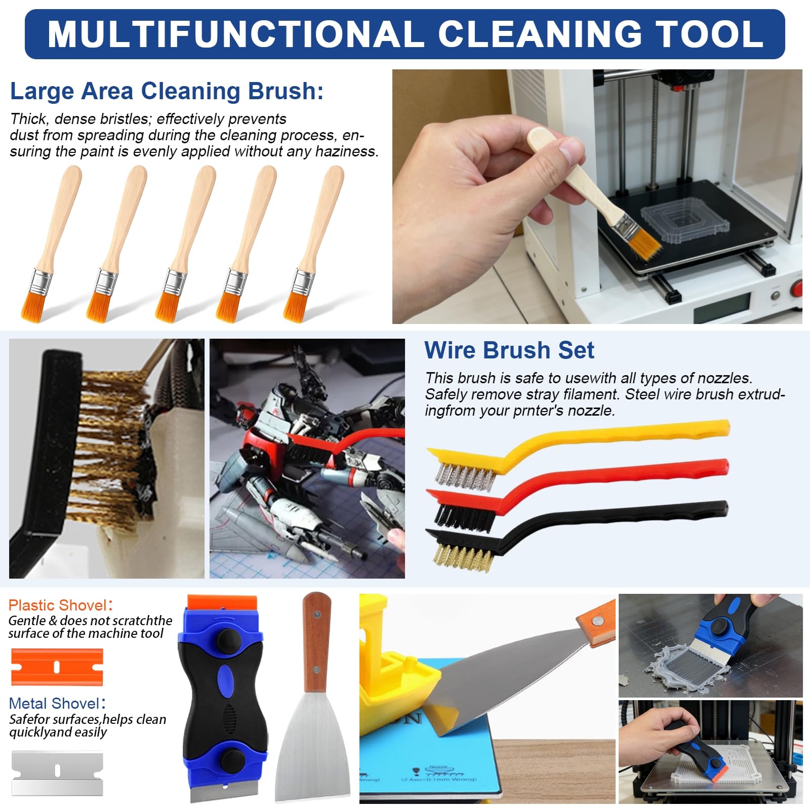 YOTINO Kit de herramientas para impresora 3D de 275 piezas – Kit completo para limpieza, desbarbado y acabado de impresiones 3D, con limpiador de boquillas, alicates, llaves y más