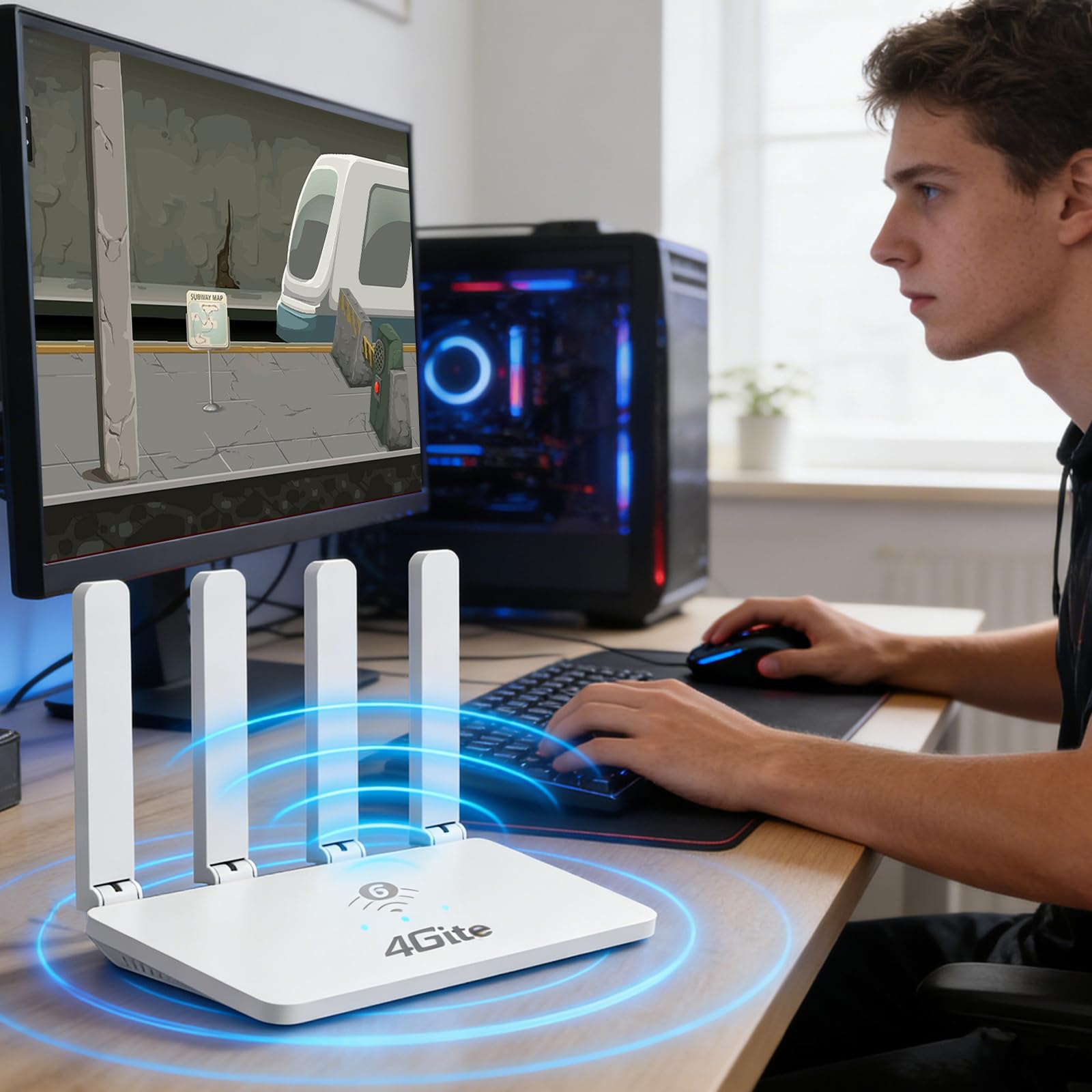 Router WiFi 4G Antena plegable Puerto LAN de alta velocidad Casa