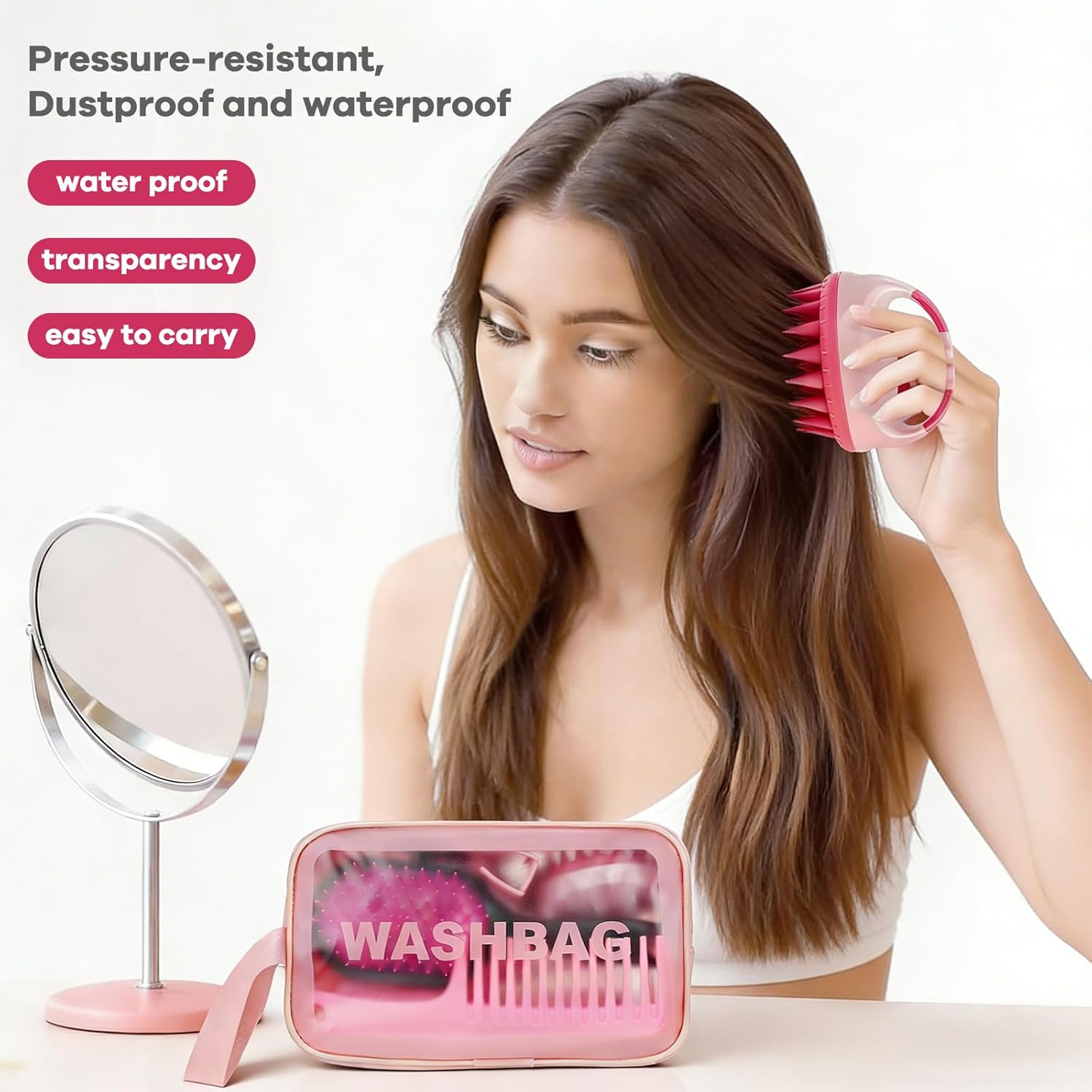 14Pcs Hair Brush Set with Sleep Bonnet,Detangle Hair Brush And Spray Bottle, 3 Pieces Smooth Hairbrush For Toddlers, Suitable For Wet and Dry Hairstyles, Suitable For Adults And Children (PINK)