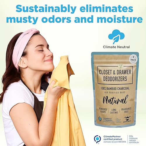 Miniatura 5 de Bolsas desodorantes para armario y cajones (paquete de 4)  Absorbe y elimina naturalmente los olores del armario, 2 desodorantes de armario XL y