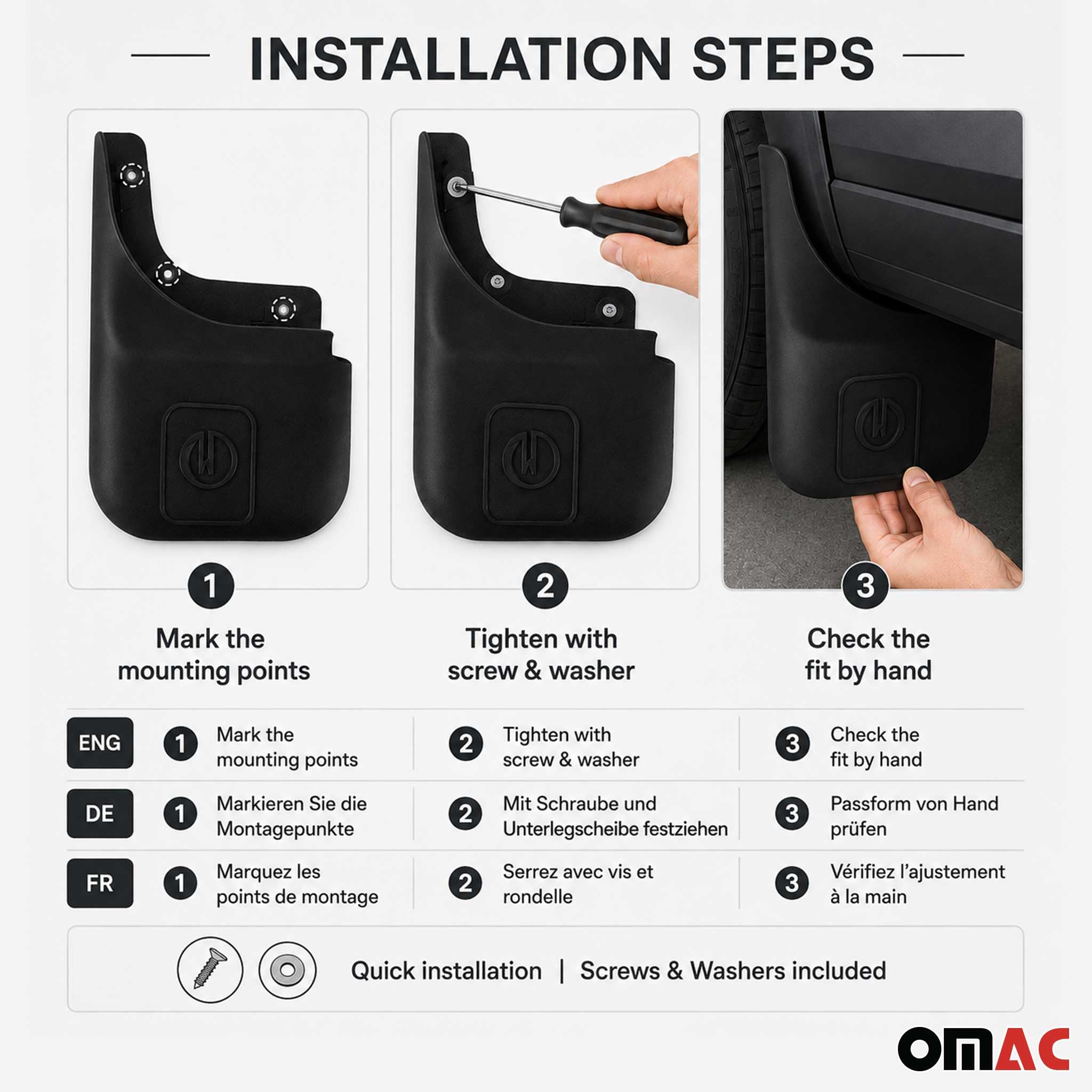 OMAC Faldones Spritzschutz Kotflügel Compatible con Nissan Qashqai J10 2007-2014 ABS 4X