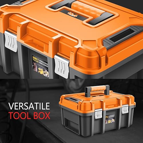 Miniatura 4 de PM PERFORMOTOR - Juego de 2 cajas de herramientas, organizador con cerradura portátil, caja de herramientas con bandeja extraíble para taller