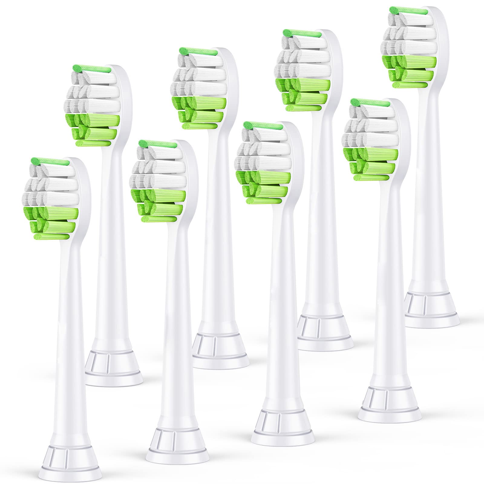 Electric Toothbrush Brush Replacement Heads for Philips Sonicare Electric Toothbrush, Compatible with C1 C2 C3 DiamondClean 4100, 5100, 6100, White, 8 Packs