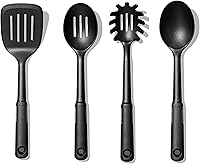 OXO Good Grips 4-Piece Nylon Utensil Set: Turner, Spoon, Slotted Spoon, Spaghetti Server - Non-Stick Safe, Heat-Resistant to 400°F, Black
