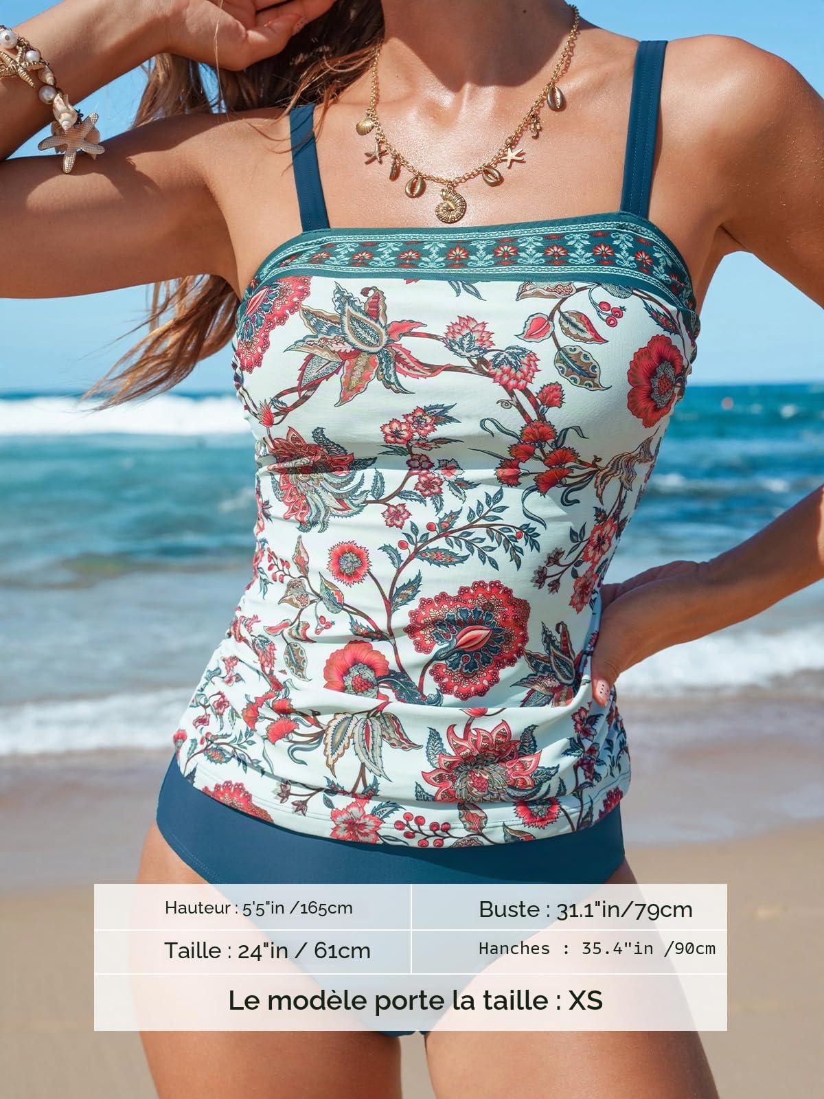 CUPSHE Maillot de bain deux pièces pour femme - Col carré - Bretelles réglables - Volants - Maillot de bain pour femme