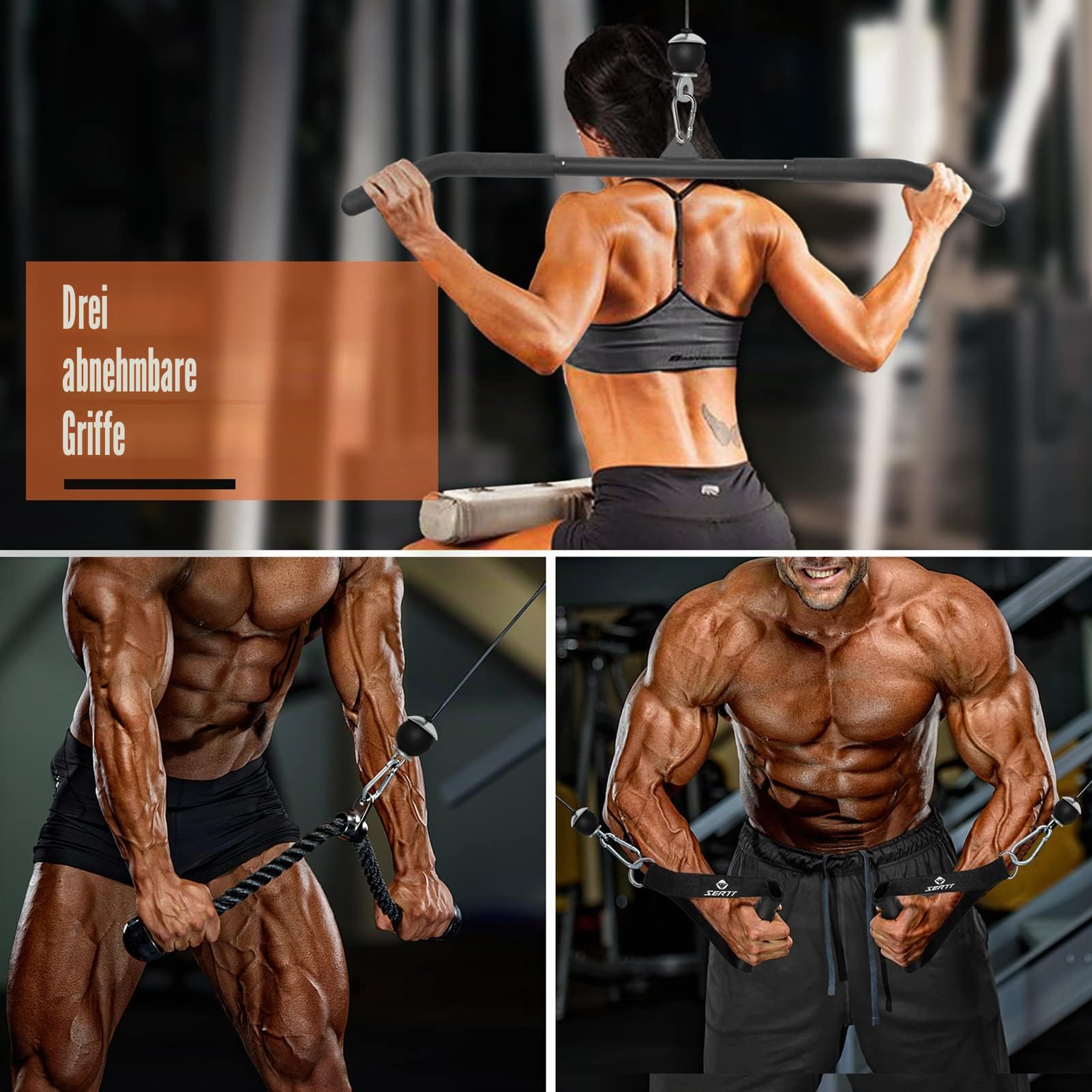SERTT Seilzug Fitness Premium System Gym, Verbesserte Gewicht kabelzug Trainings geräte für Gym LAT Pull Down, Bizeps Curl, Trizeps, Armtraining, Kabel Maschine System Zusatzgeräte