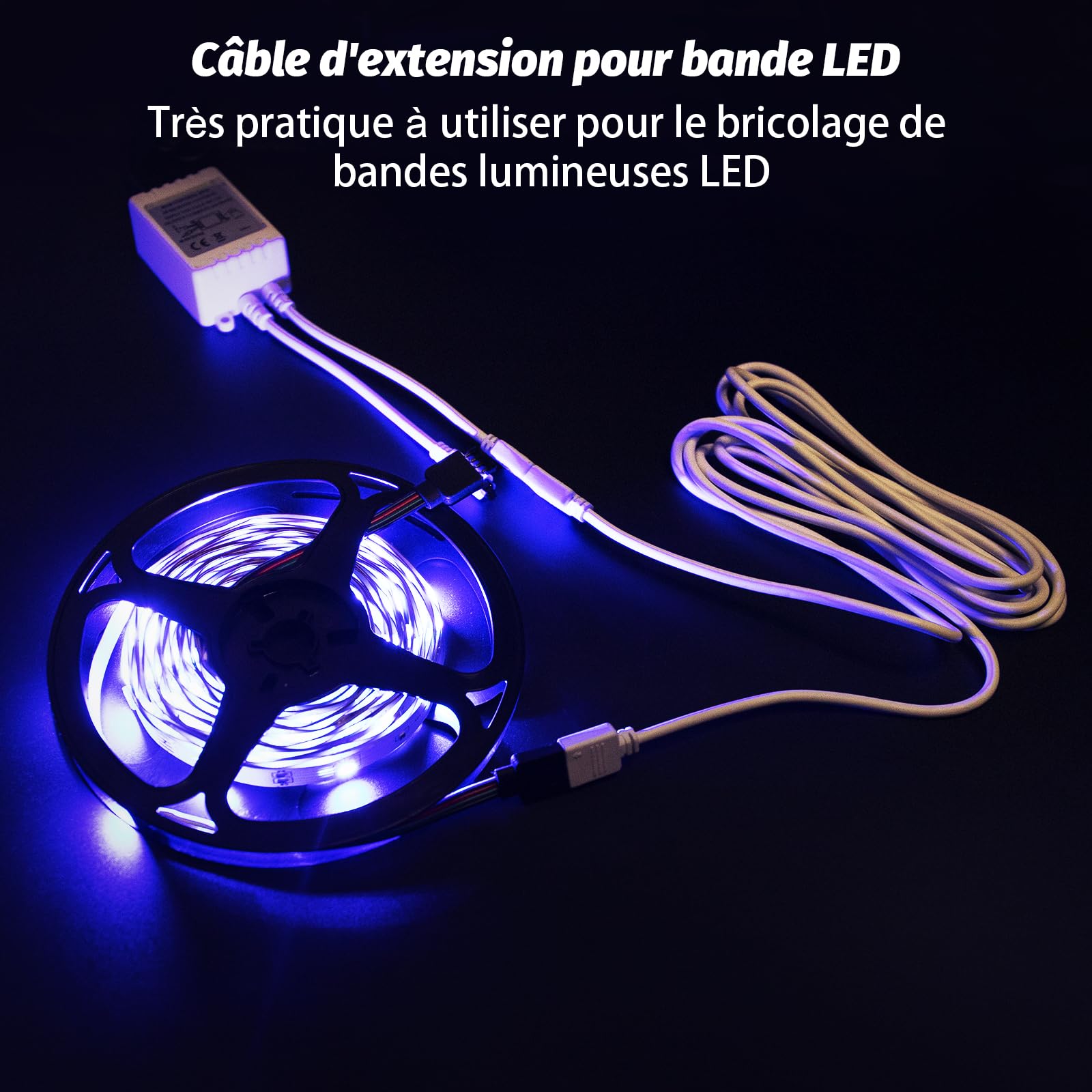 Pevlkawr 2 Packs Câbles D'extension De 2 M Pour Bande Led Rvb