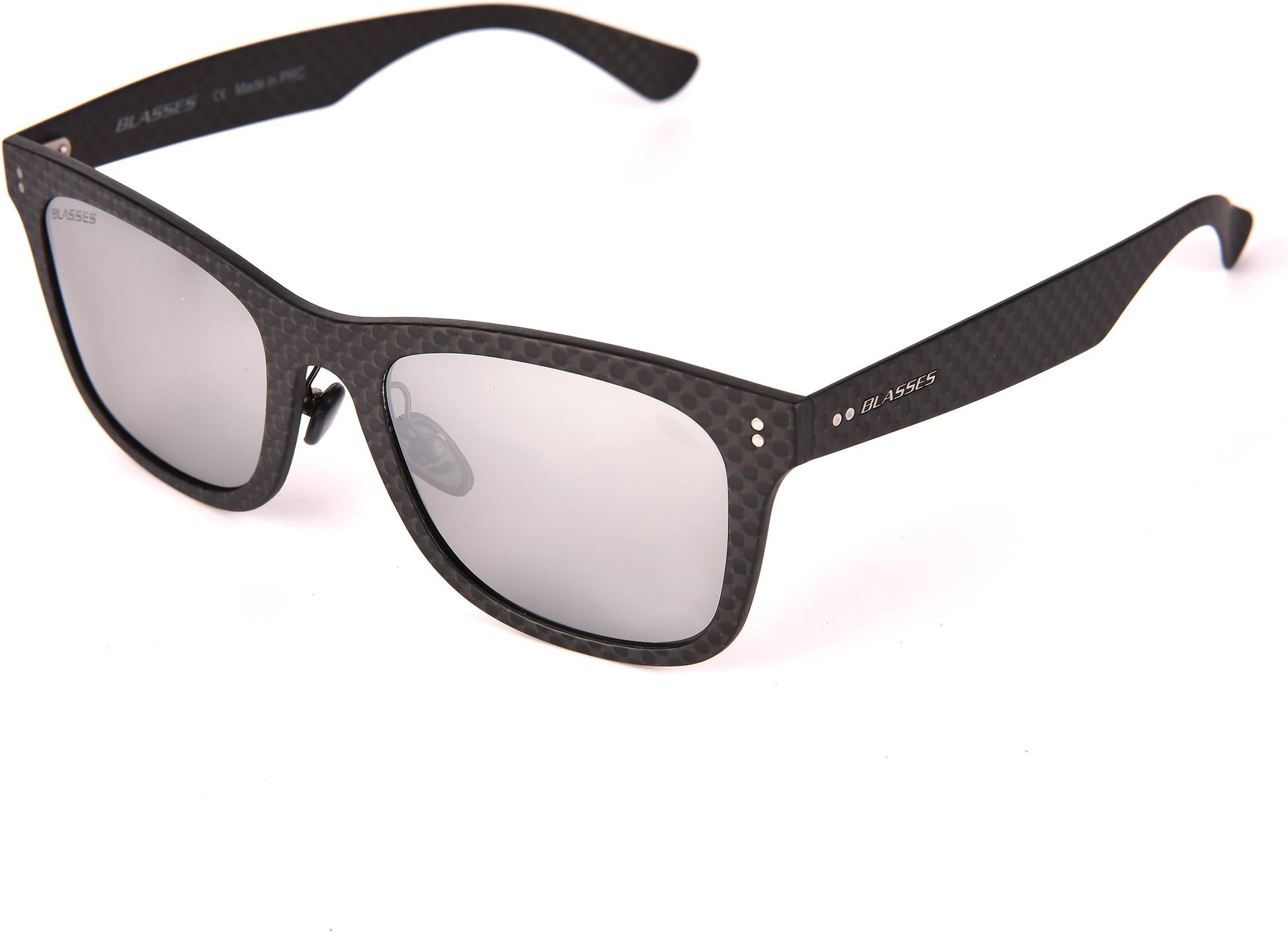 Sunglasses New Wayfarer Polarized, Blasses Carbon Fiber Sunglasses for Women Men(Black,Silver)